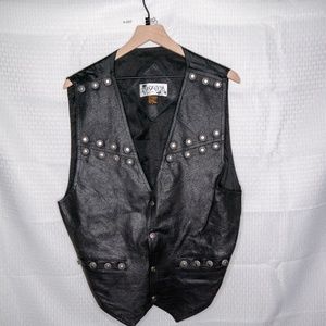 1990 INK - LEATHER BLACK VEST - LARGE